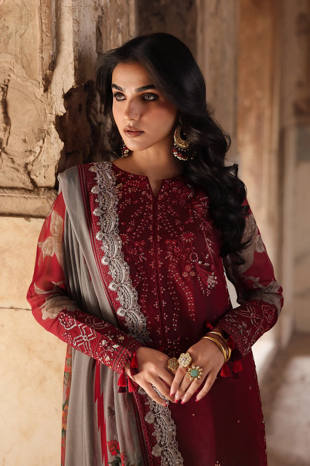 3-pc Unstitched Embroidered Printed Chiffon VSL25-45