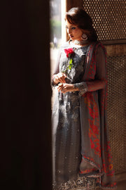 3-pc Unstitched Embroidered Printed Chiffon VSL25-41