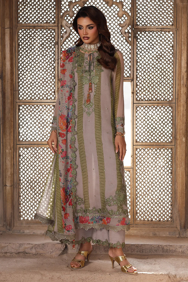 3-pc Unstitched Embroidered Printed Chiffon VSL25-46