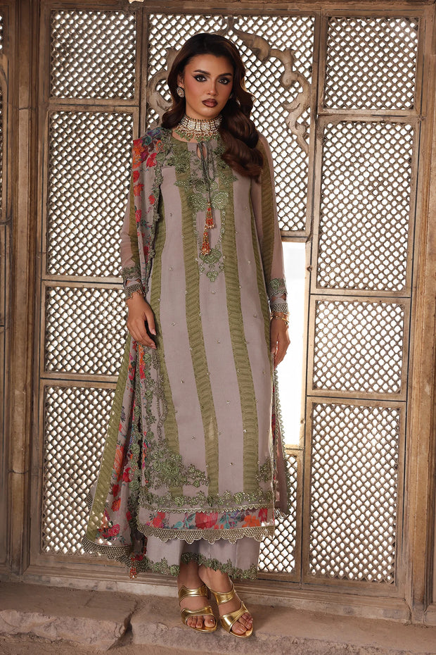 3-pc Unstitched Embroidered Printed Chiffon VSL25-46