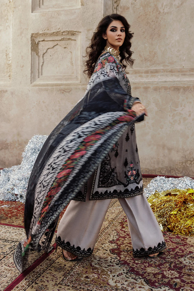 3-pc Unstitched Embroidered Printed Chiffon VSL25-44