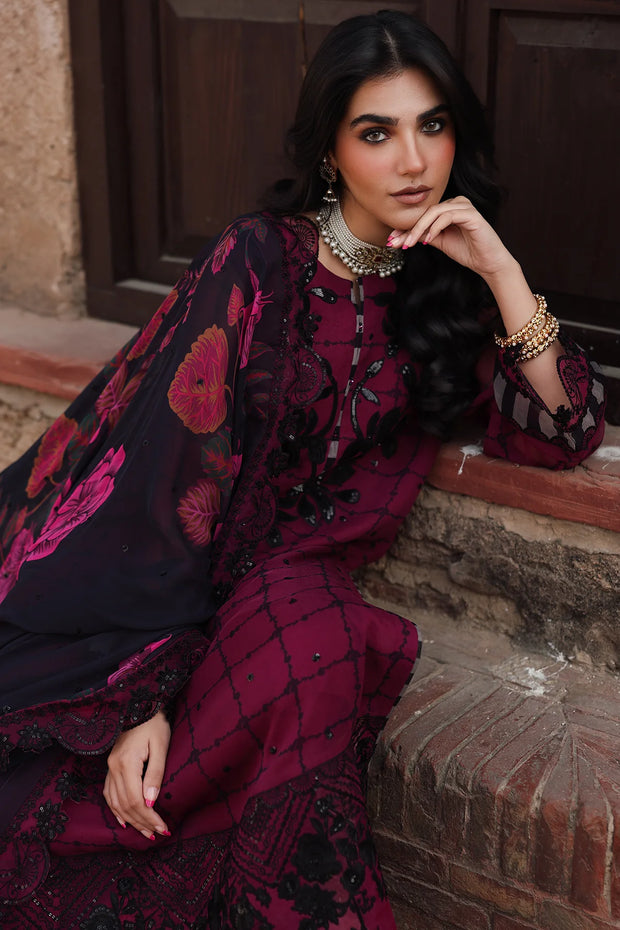 3-pc Unstitched Embroidered Printed Chiffon VSL25-39